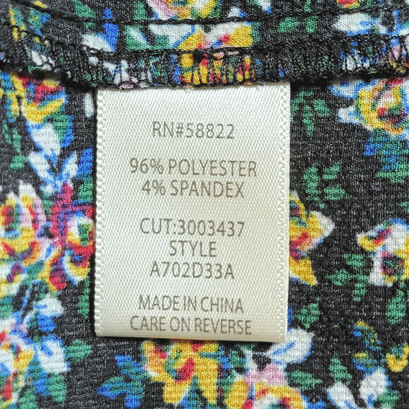 Max Studio Floral Peplum Top Blouse Smocked Blue Pink Yellow Boho Cottagecore L - Picture 11 of 12